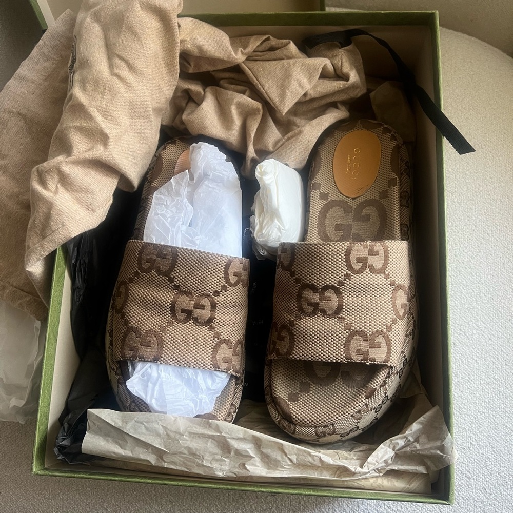 Gucci Brown GG Slide Sandals